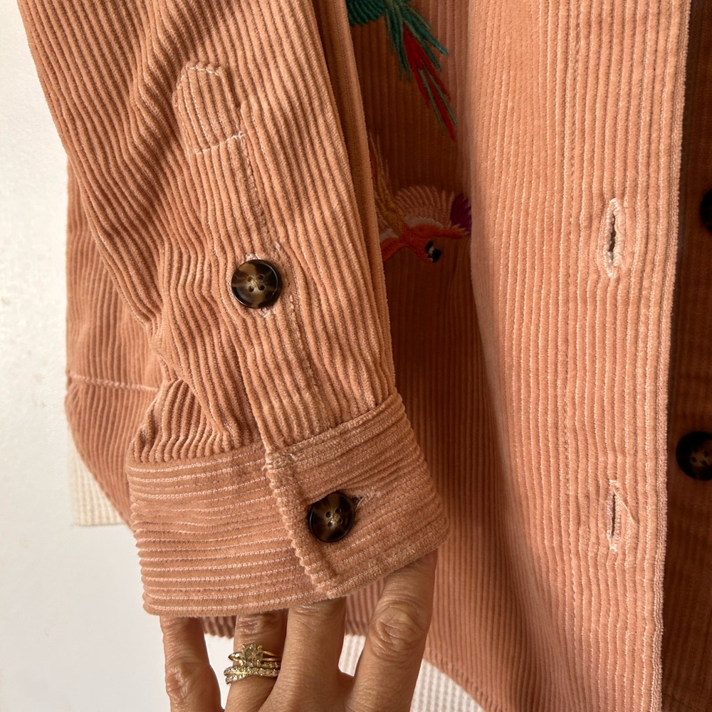 Embroidered Corduroy Jacket - Light Rose - Picture 5 of 7